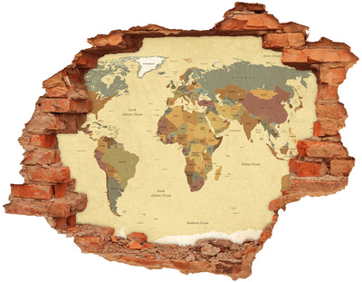 Hole wall sticker Political map