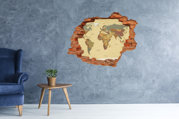 Hole wall sticker Political map