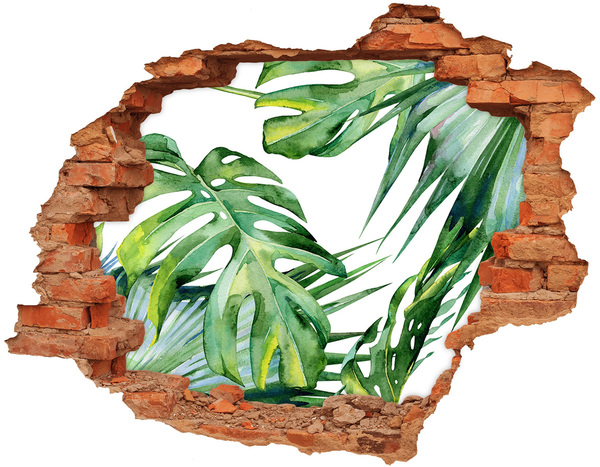 Hole wall sticker Green jungle behind the wall