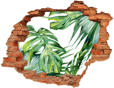 Hole wall sticker Green jungle behind the wall