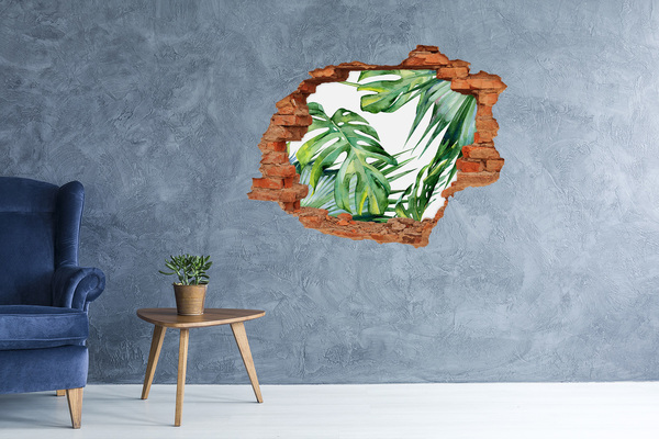 Hole wall sticker Green jungle behind the wall