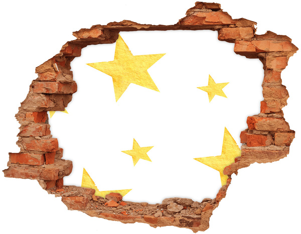Hole wall sticker Gold star on a white background