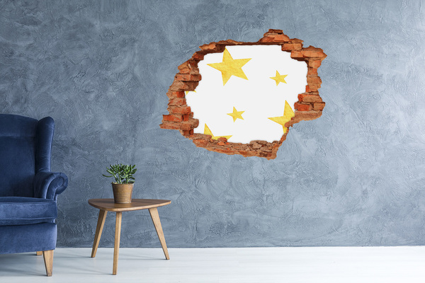 Hole wall sticker Gold star on a white background