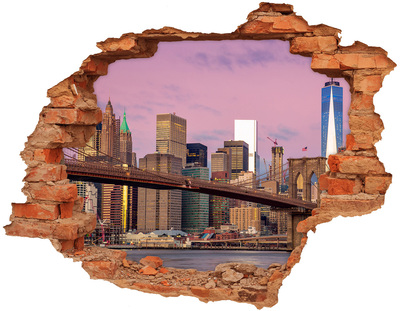 3D wall hole View of the Brooklyn Bridge in New York