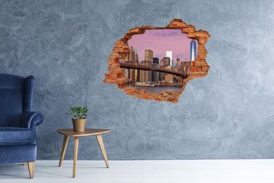 3D wall hole View of the Brooklyn Bridge in New York
