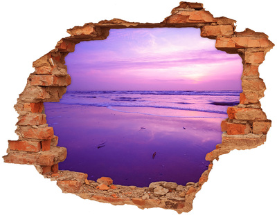 3D wall hole Sunset over the sea
