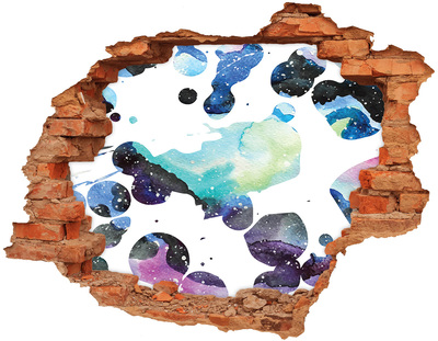 3D wall hole wallpaper Colorful galaxy