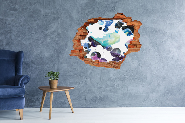 3D wall hole wallpaper Colorful galaxy