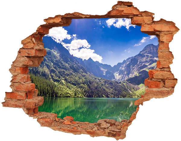 Hole in the wall sticker Mountain landscape by the lake