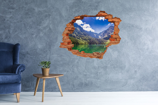 Hole in the wall sticker Mountain landscape by the lake