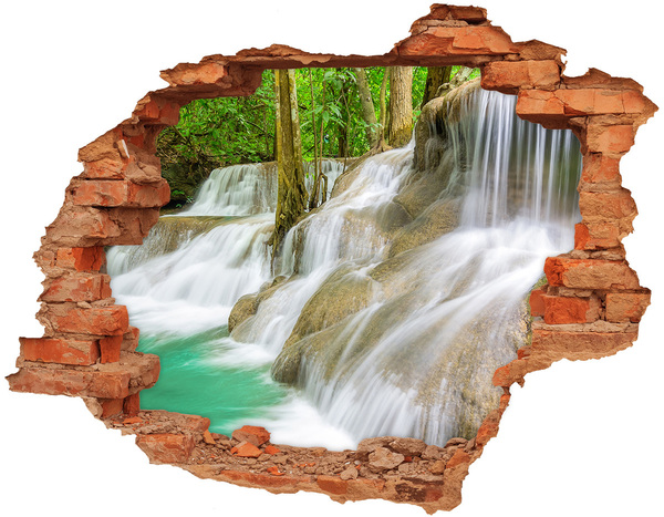 Hole wall sticker Waterfall in the jungle