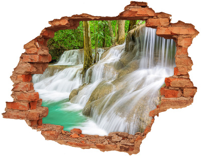 Hole wall sticker Waterfall in the jungle