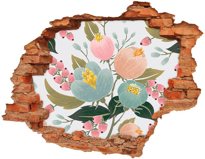Hole in the wall decal Floral mural in a damaged wall