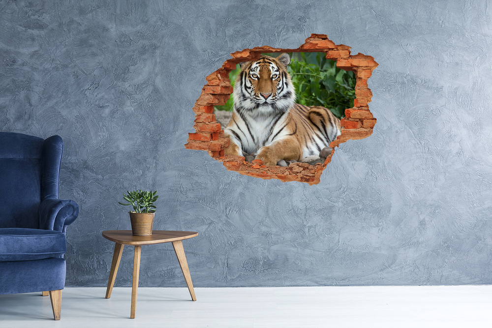 Hole in the wall decal Siberian tiger