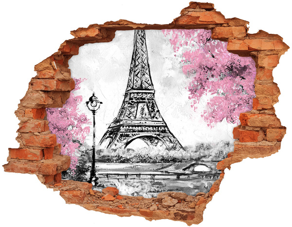 Hole in the wall sticker Eiffel Paris tower