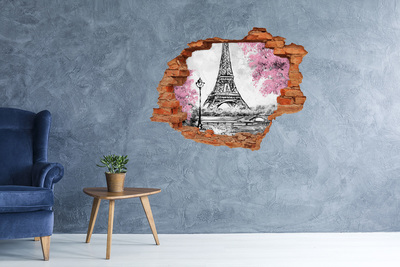 Hole in the wall sticker Eiffel Paris tower