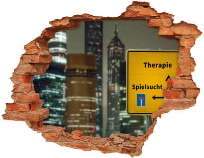 Hole in the wall decal City at night with therapeutic signage