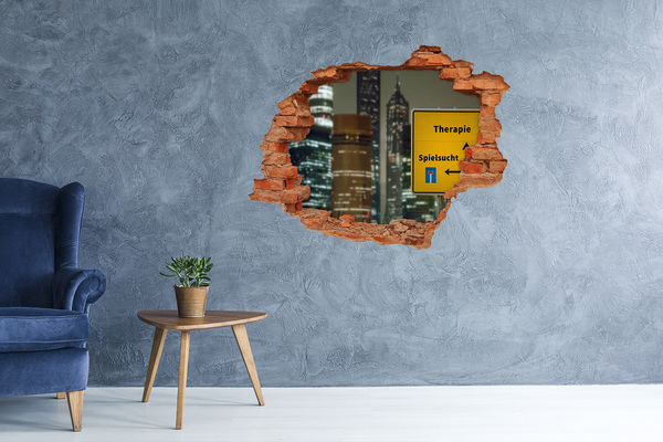 Hole in the wall decal City at night with therapeutic signage