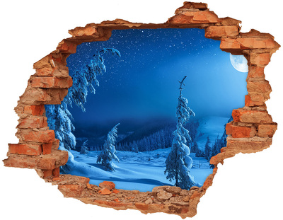 Hole in the wall decal Winter landscape in the mountains