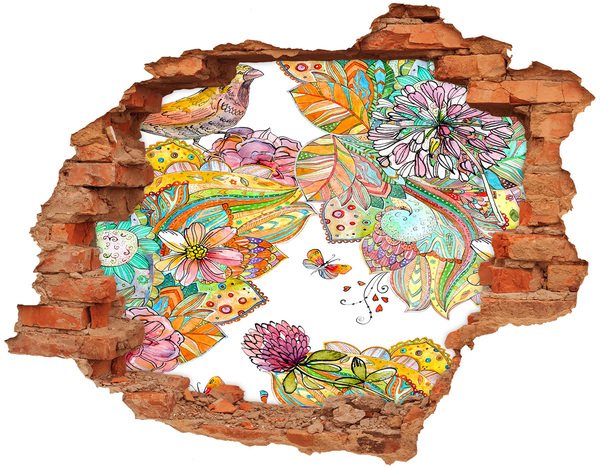 Hole wall sticker A flower paradise behind the walls