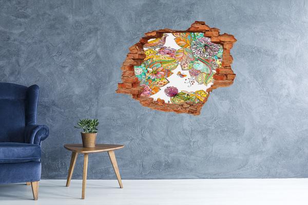 Hole wall sticker A flower paradise behind the walls