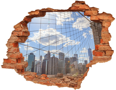 Hole in the wall decal View of the city through a hole in the wall