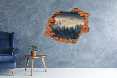 3D wall hole Fog over the forest