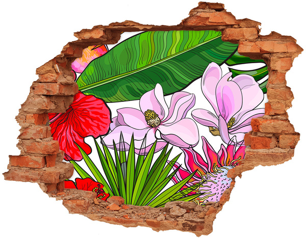 Hole wall sticker Hole-in-the-wall tropical garden