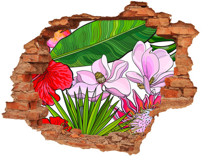 Hole wall sticker Hole-in-the-wall tropical garden