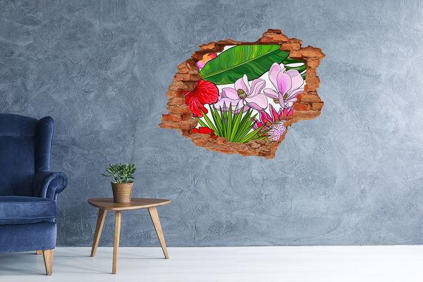 Hole wall sticker Hole-in-the-wall tropical garden