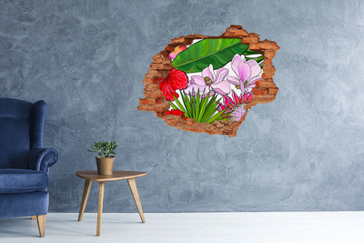 Hole wall sticker Hole-in-the-wall tropical garden