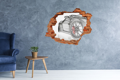 Hole wall sticker Hole-in-the-wall race car