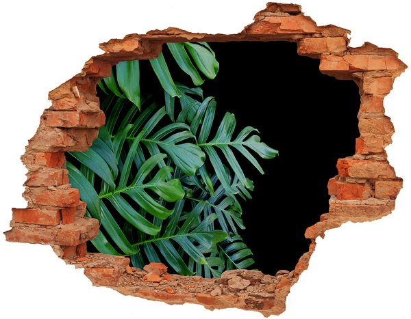 3D wall hole The green jungle behind the wall