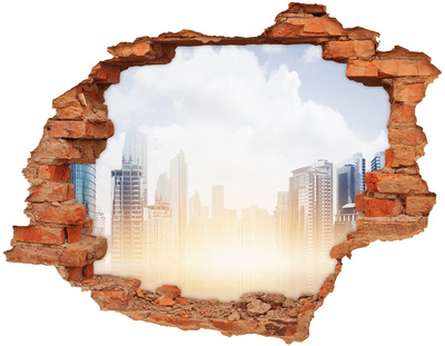 Hole wall sticker View of the modern city