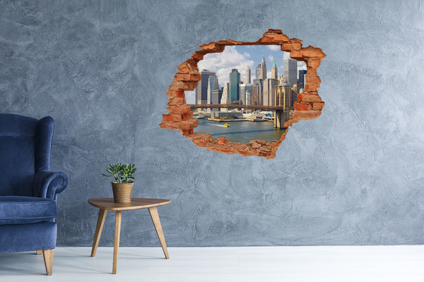 3D wall hole wallpaper New York behind the hole in the wall