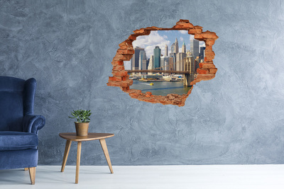 3D wall hole wallpaper New York behind the hole in the wall
