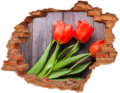 Hole wall sticker Red tulips