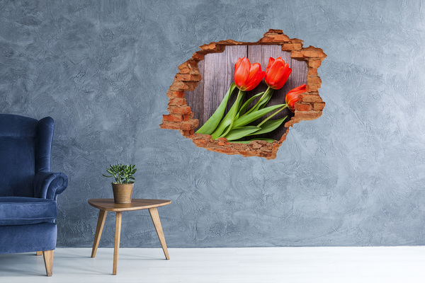 Hole wall sticker Red tulips