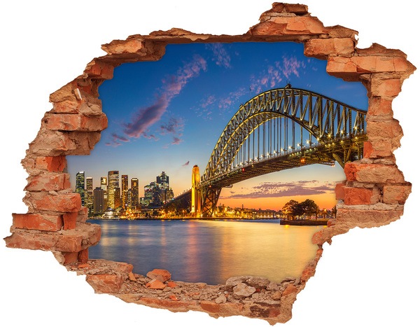 Hole in the wall decal Sydney Bridge at sunset