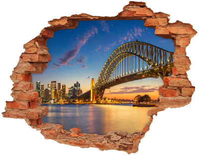 Hole in the wall decal Sydney Bridge at sunset