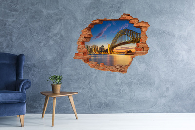 Hole in the wall decal Sydney Bridge at sunset