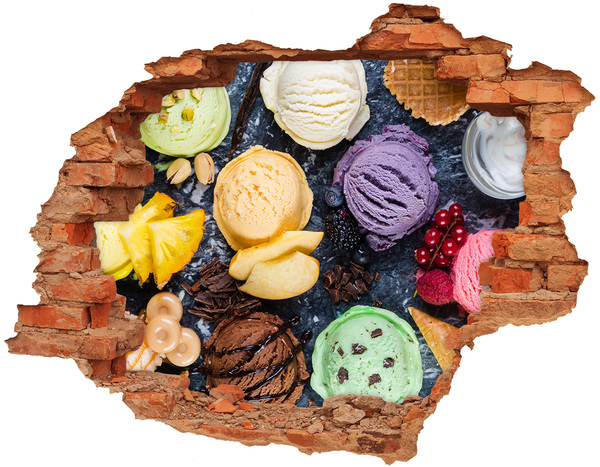 Hole in the wall sticker Colorful ice cream