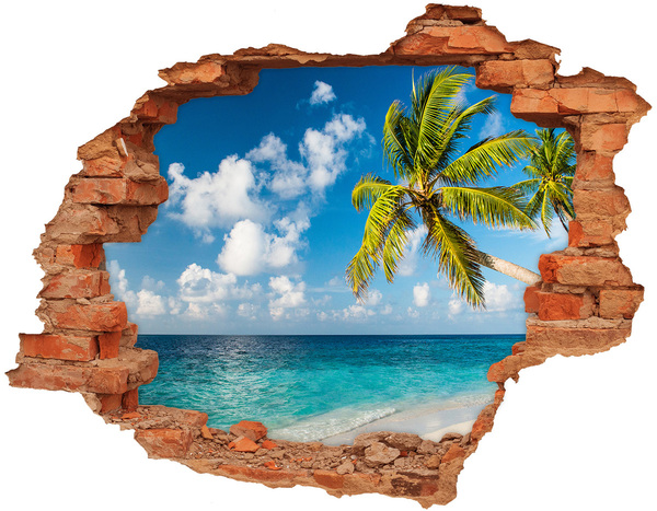 Hole in the wall decal Tropical beach with a palm tree