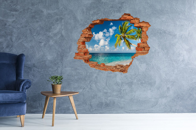 Hole in the wall decal Tropical beach with a palm tree