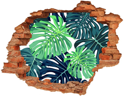 Hole in the wall decal Tropical leaves