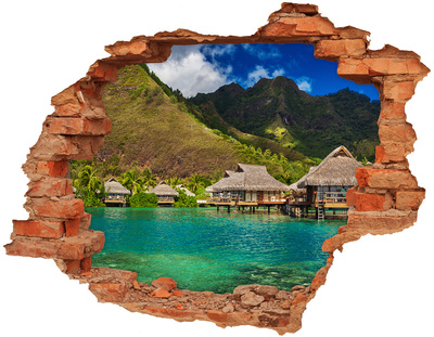 Hole in the wall decal A tropical oasis among the mountains