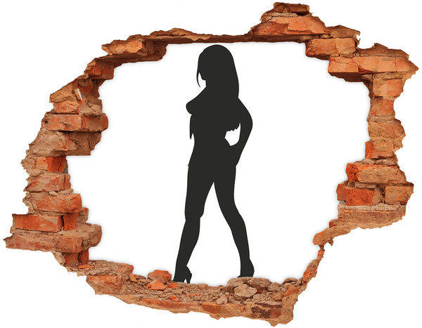 Hole in the wall sticker A woman's silhouette