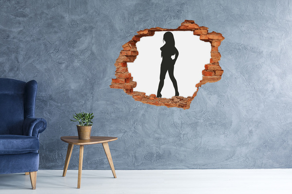 Hole in the wall sticker A woman's silhouette