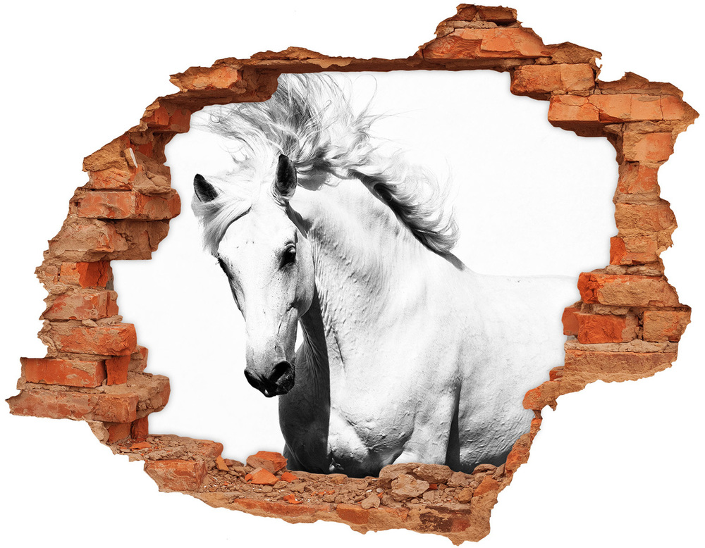 Hole in the wall sticker White horse