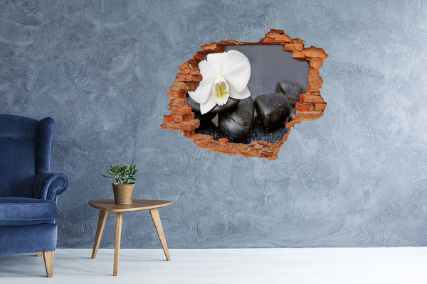 Hole in the wall sticker Flowers and stones in the spa